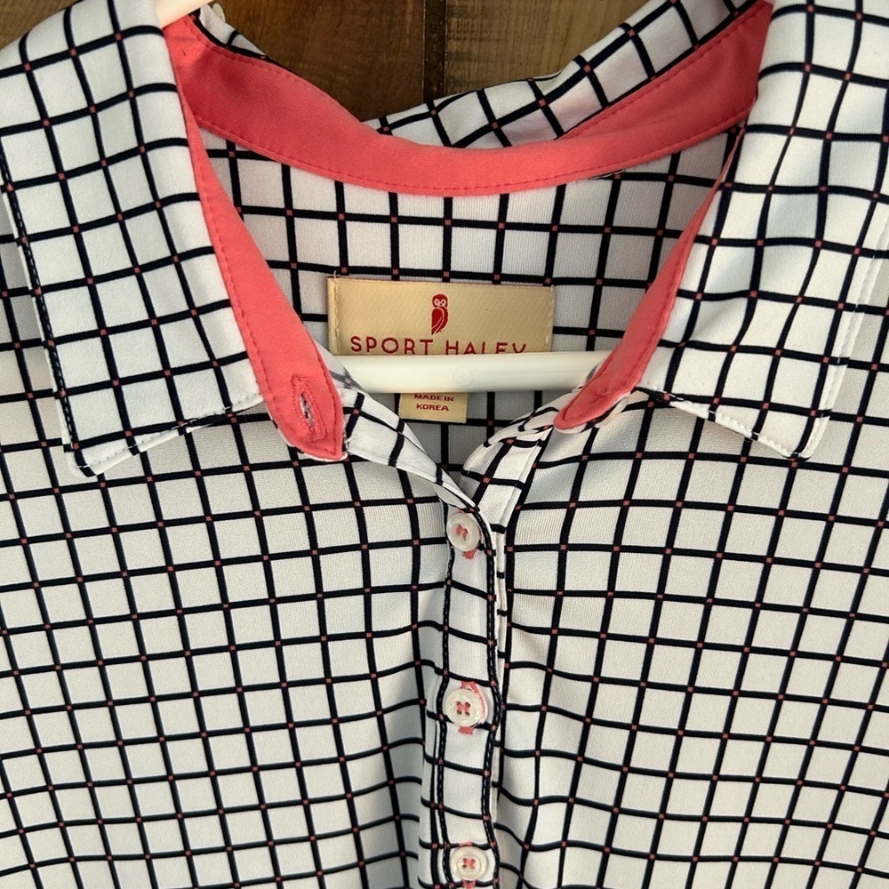 Sport Haley Golf Shirt Square Print Short Sleeves Size L - Picture 4 of 6